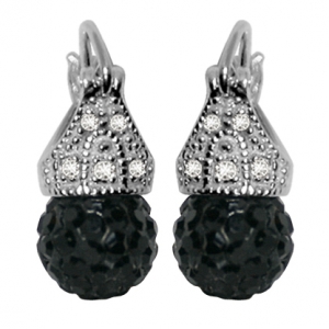 Par aros Lady Capricho shiny cristal color Negro 8 mm 